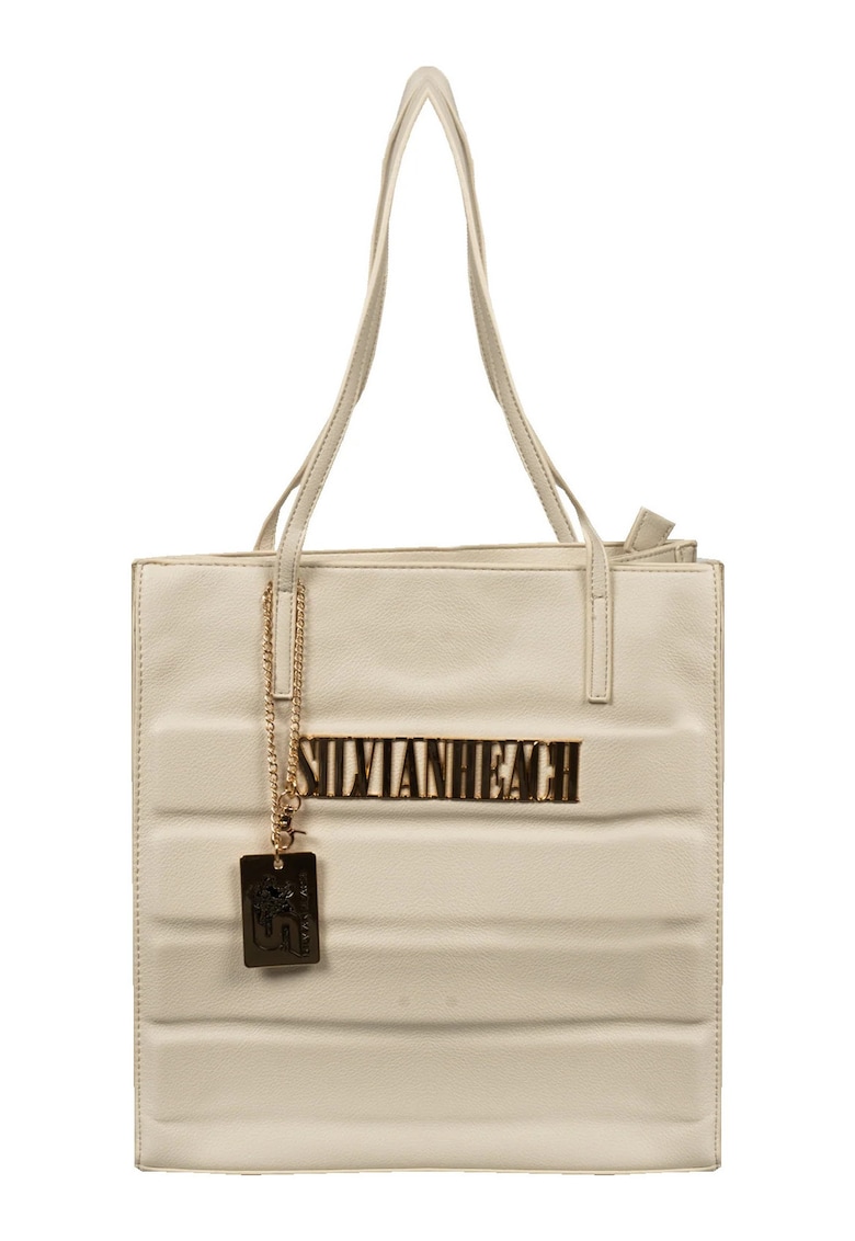 Silvian Heach Geanta dama alb - piele ecologica - 32x33x13cm - set cu sac de depozitare