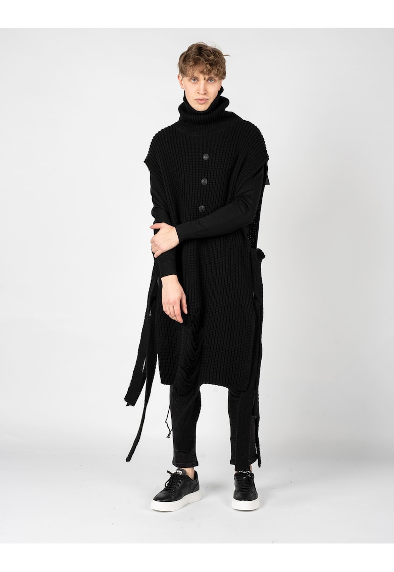 La Haine Inside Us Poncho tricotat cu nasturi decorativi Funk -
