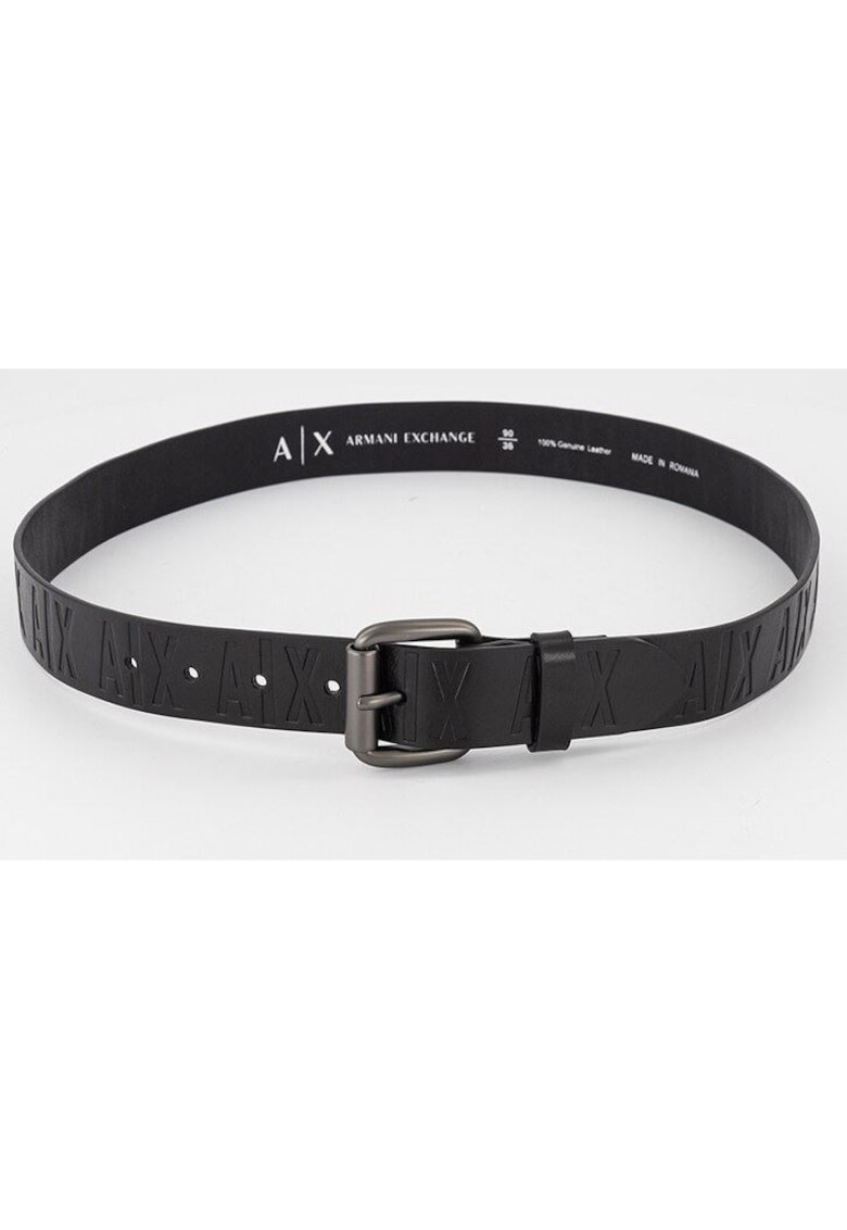 Armani Exchange Curea din piele naturala cu model logo