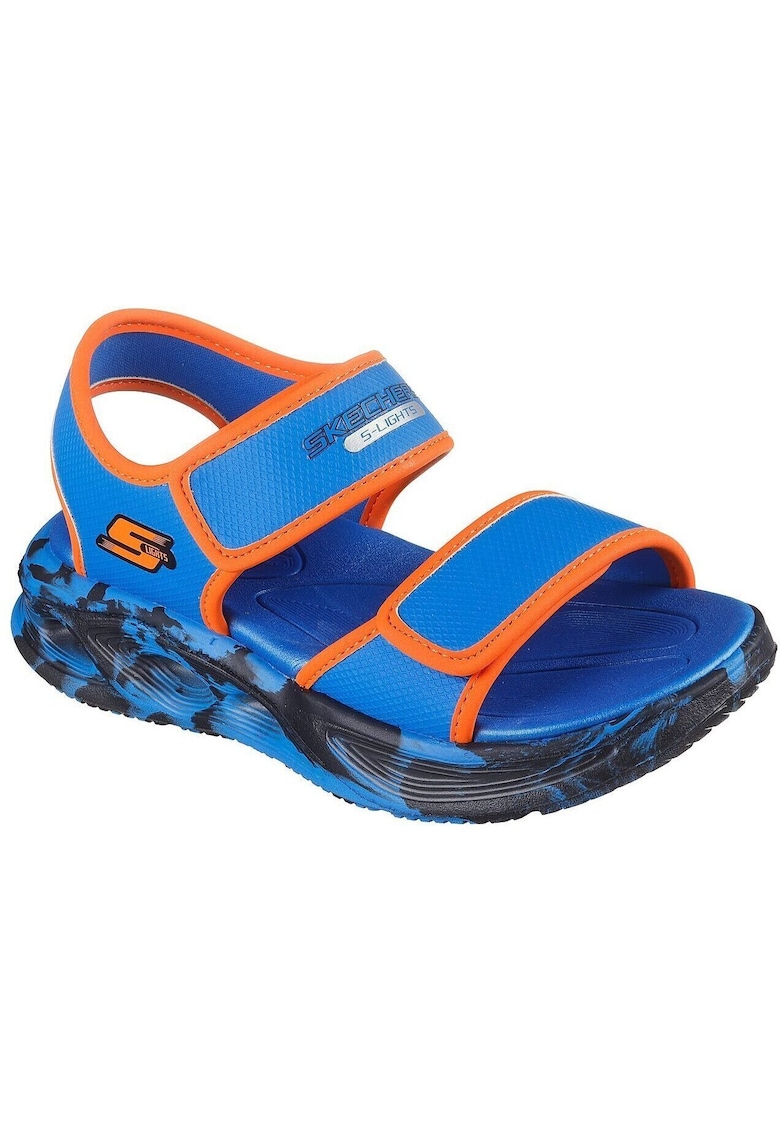Sandale cu velcro si imprimeu logo - Albastru