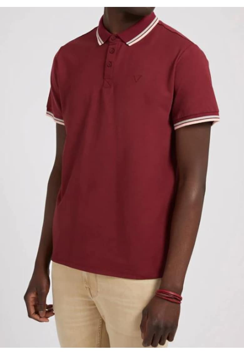 Guess Tricou barbati - Bumbac - Visiniu - Visiniu