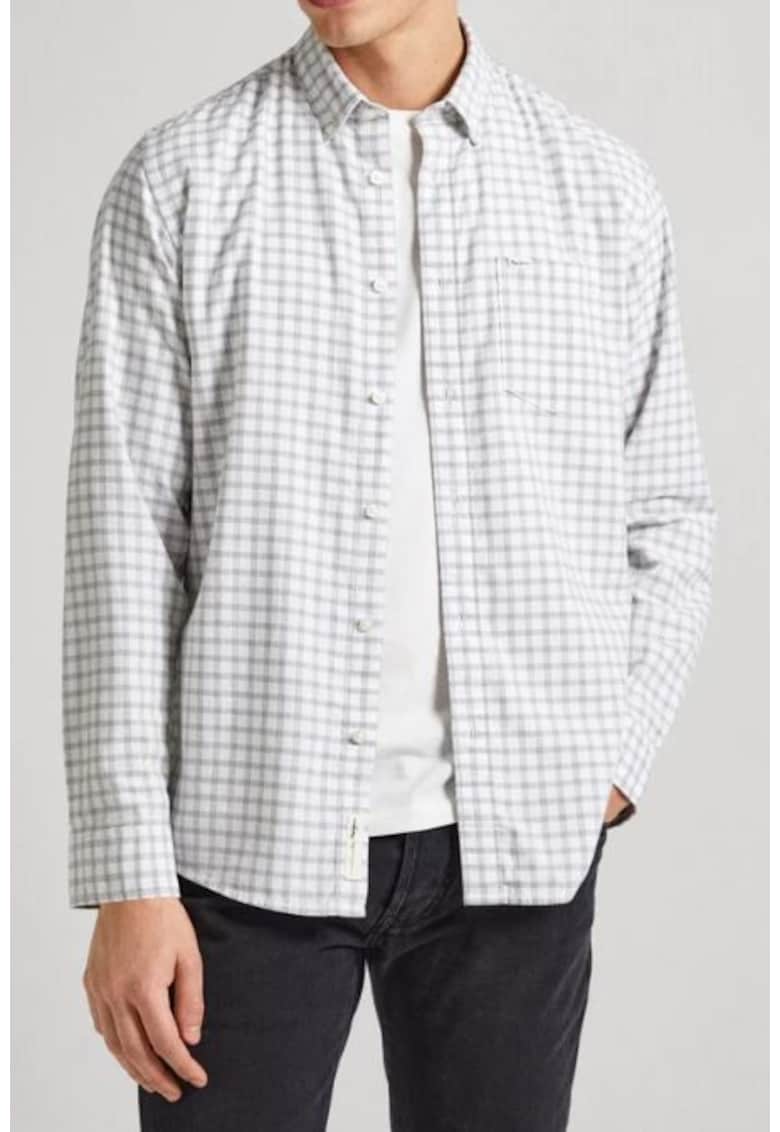 Pepe Jeans Camasa - Bumbac - Alb/Gri - Alb