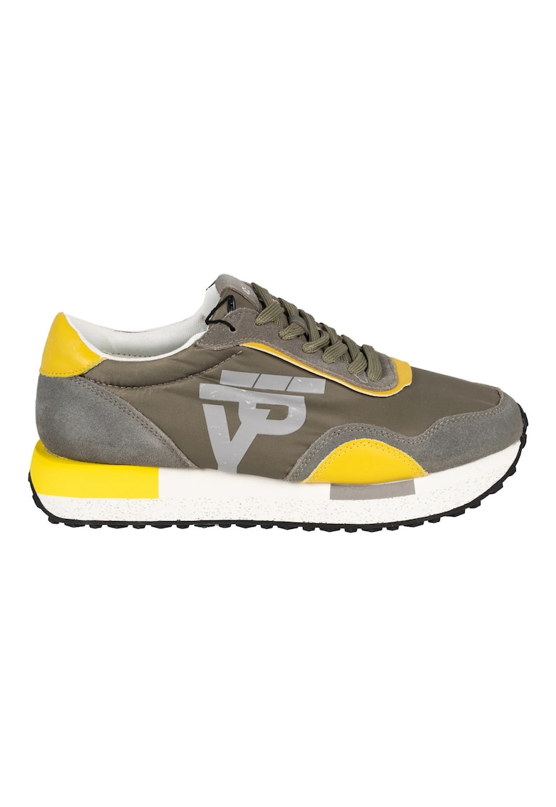 Ice play Pantofi sport cu design colorblock si garnituri de piele intoarsa -