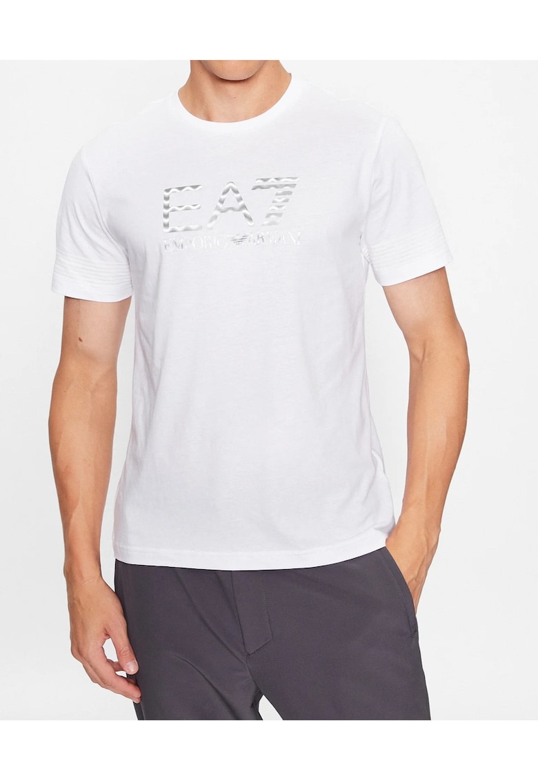 EA7 Tricou din bumbac cu emblemă - Alb