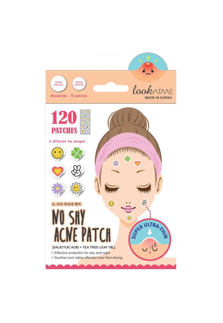 Plasturi hidrocoloidali anti-acnee cu acid salicilic si arbore de ceai cu modele -  120 buc