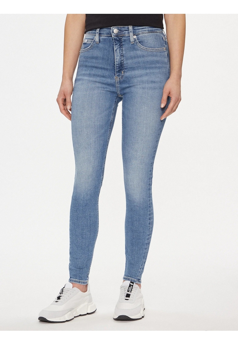 Calvin Klein Jeans Blugi dama High Rise Super Skinny - albastru - bumbac/elastan