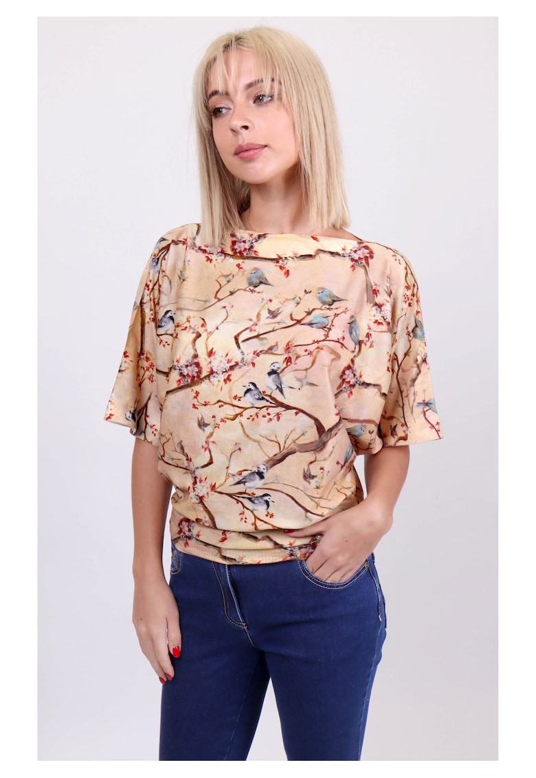 Bluza cu maneci batwing si decolteu barcuta