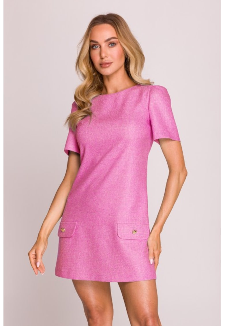 Rochie mini in forma de trapez - - Fucsia