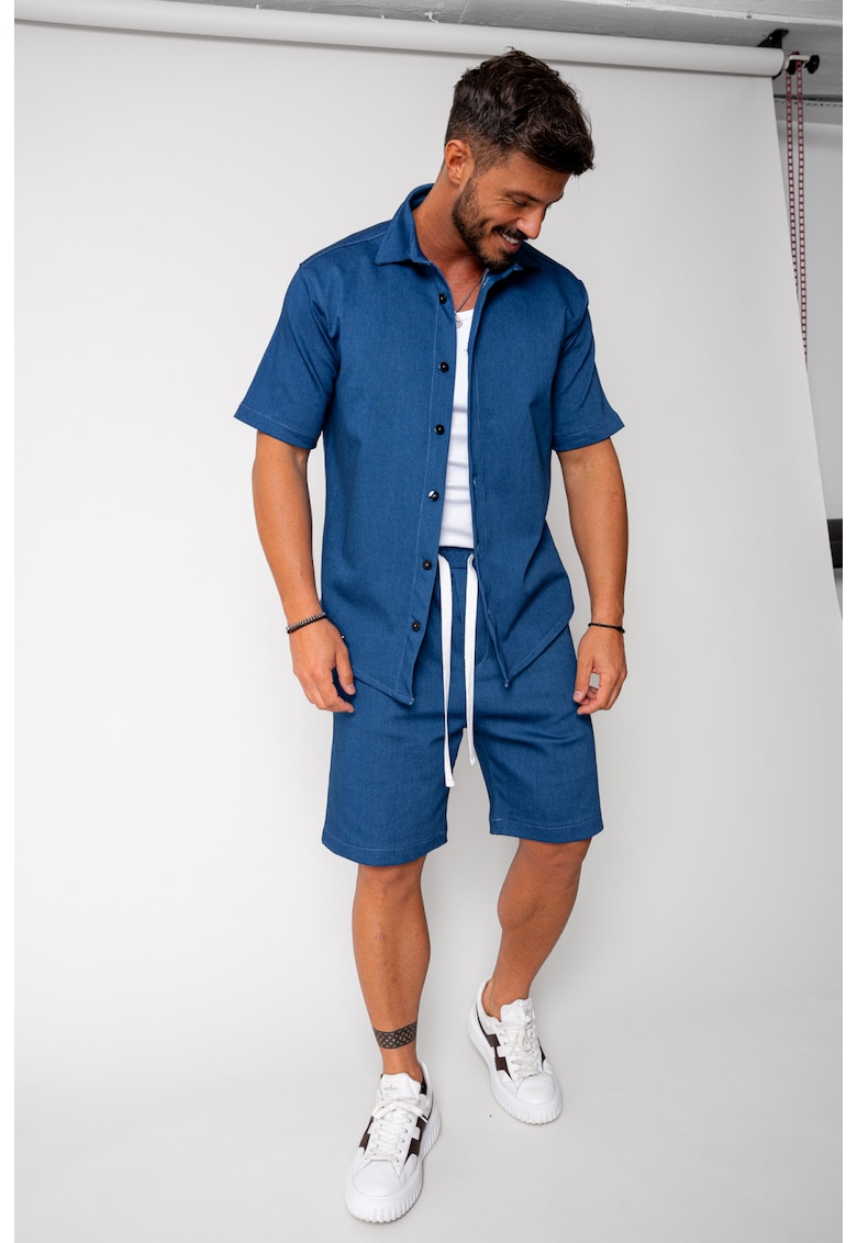 Set camasa si pantalon scurt din denim Premium Edition Blue 16960