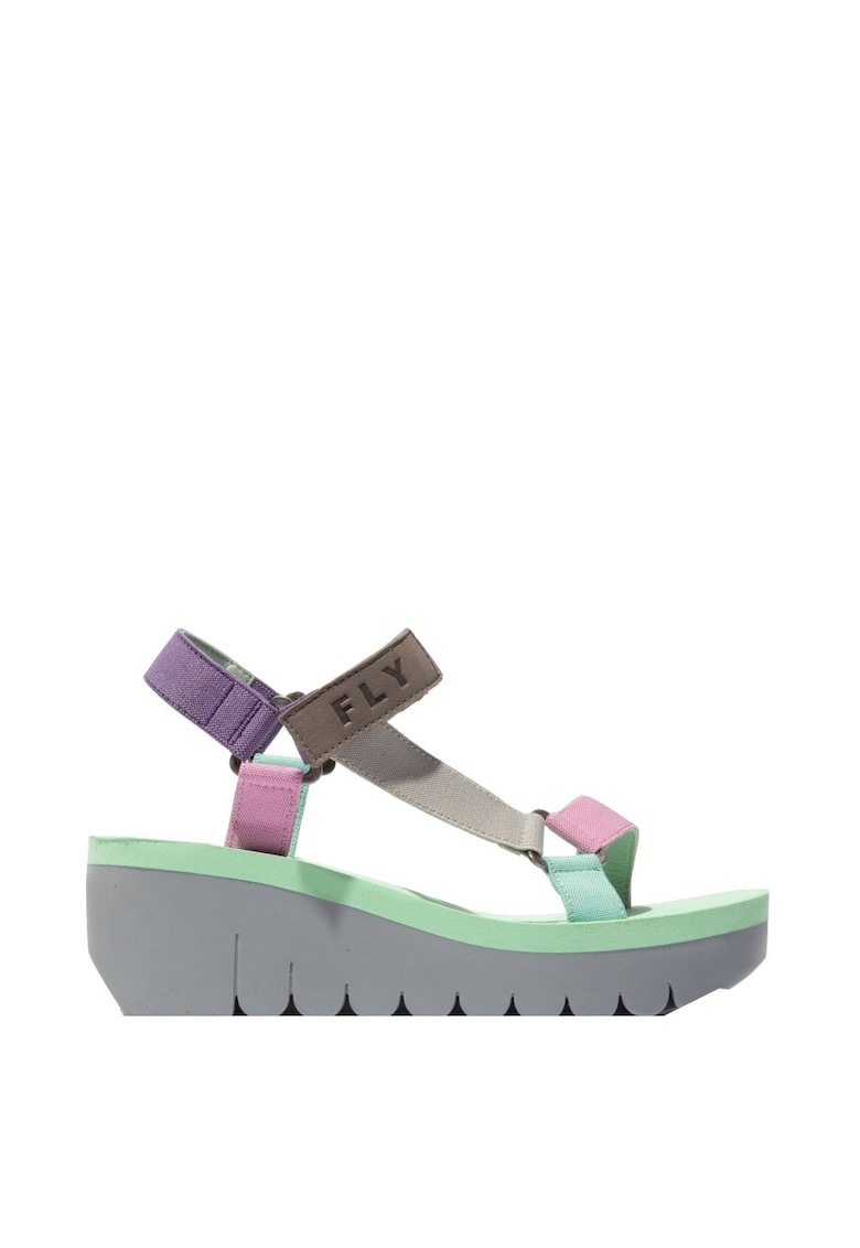 Sandale pentru dama  YEFA 726 - textil cu elemente din piele - Velcro - Multicolor