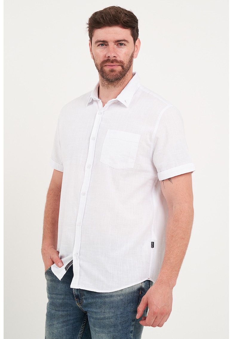 Camasa uni din bumbac cu maneci scurte