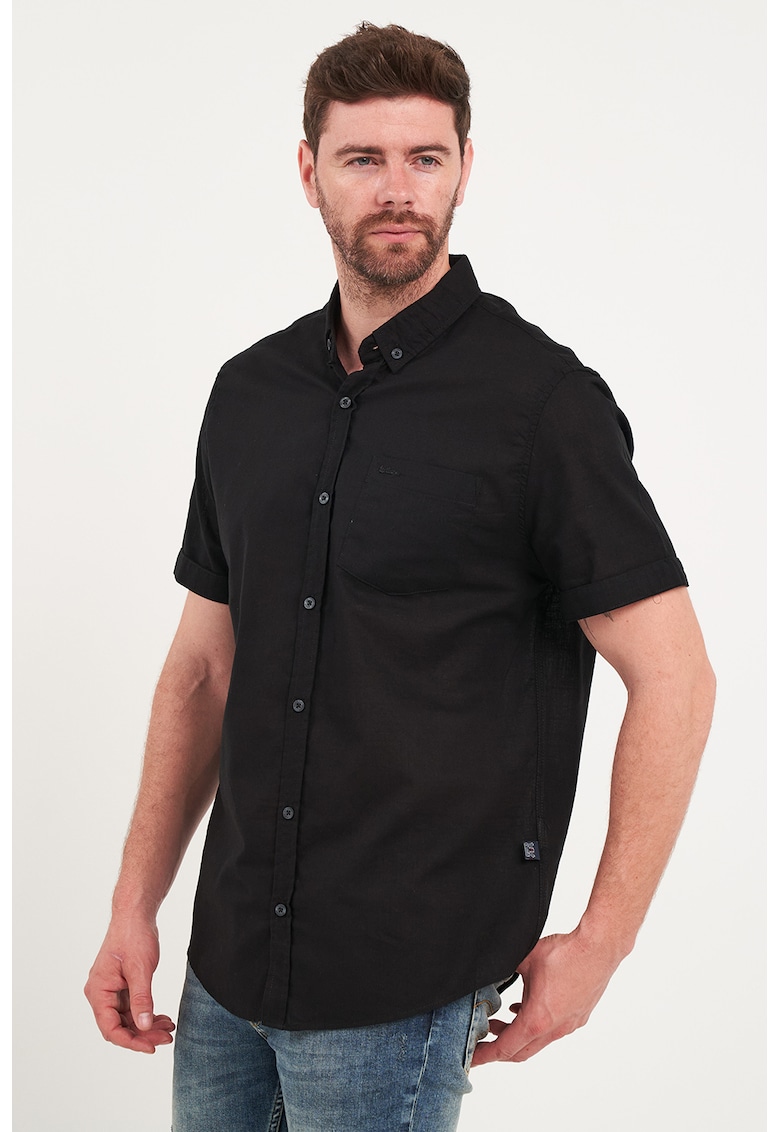 Camasa din bumbac cu maneci scurte - Negru