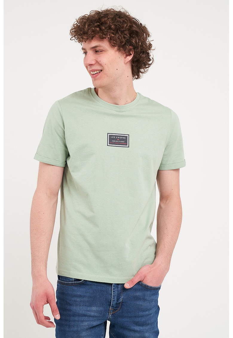 Tricou cu decolteu la baza gatului si detaliu cu imprimeu Tricou cu decolteu la baza gatului si detaliu cu imprimeu