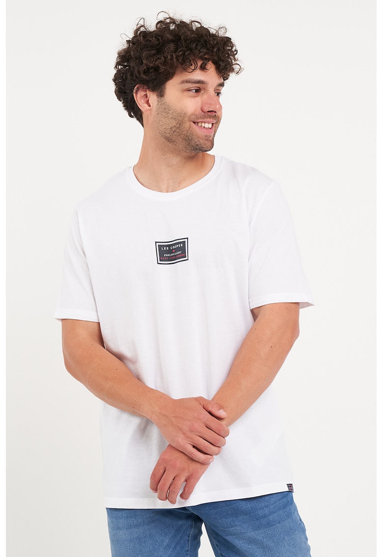 Tricou cu decolteu la baza gatului si detaliu cu imprimeu Tricou cu decolteu la baza gatului si detaliu cu imprimeu