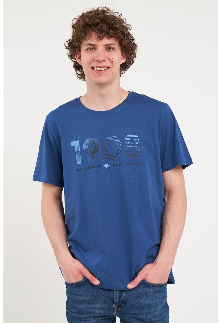 Tricou cu decolteu la baza gatului si imprimeu