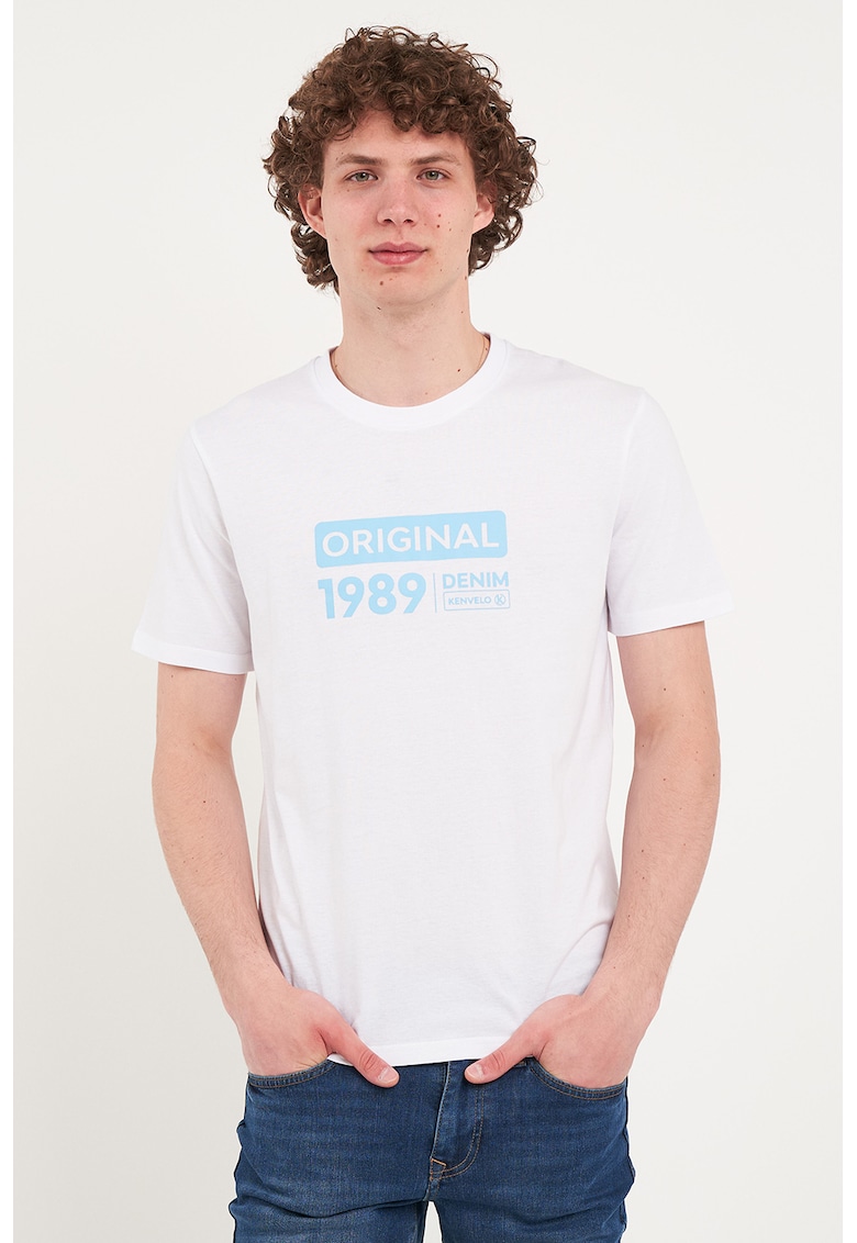 Tricou din bumbac cu imprimeu text Tricou din bumbac cu imprimeu text