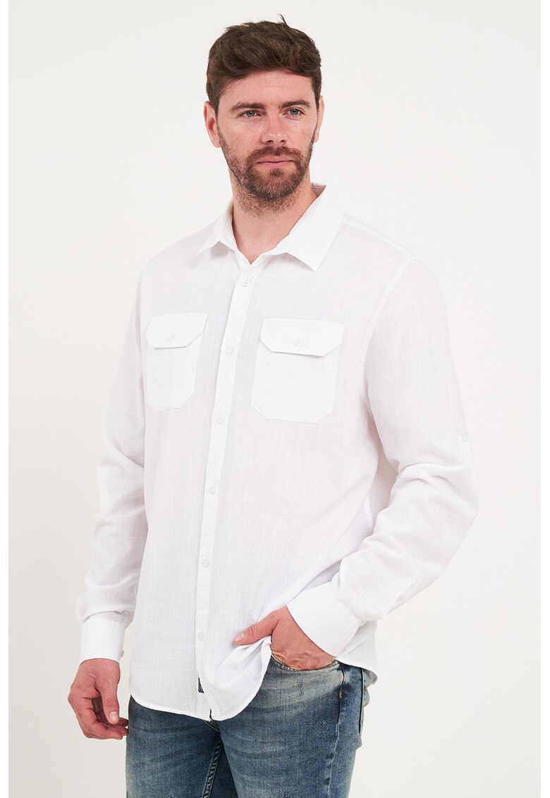 Camasa din bumbac cu guler clasic - Alb