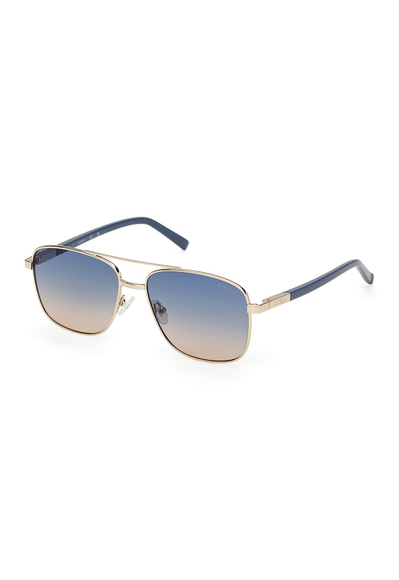 Ochelari de soare aviator unisex cu rama metalica - Auriu/Albastru prafuit