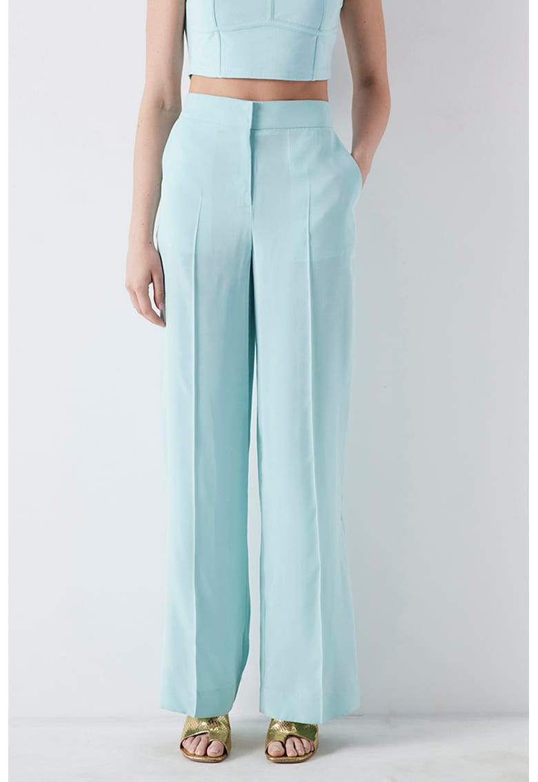 Pantaloni din amestec de lyocell cu croiala dreapta