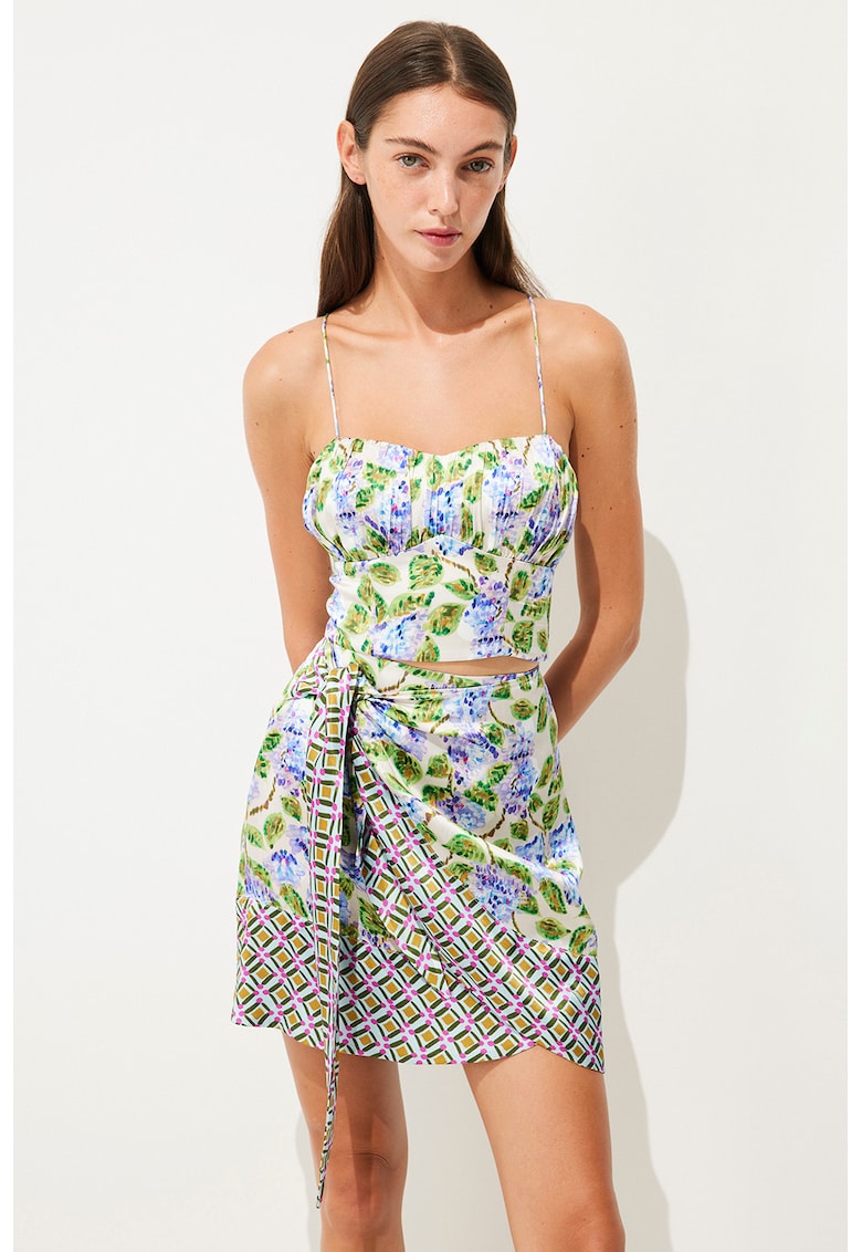 Top crop cu imprimeu floral