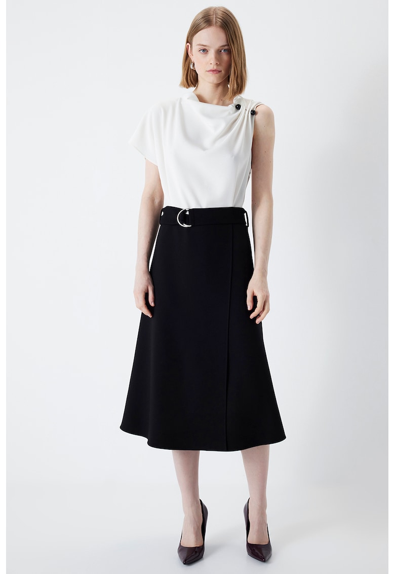 Rochie midi evazata cu catarama