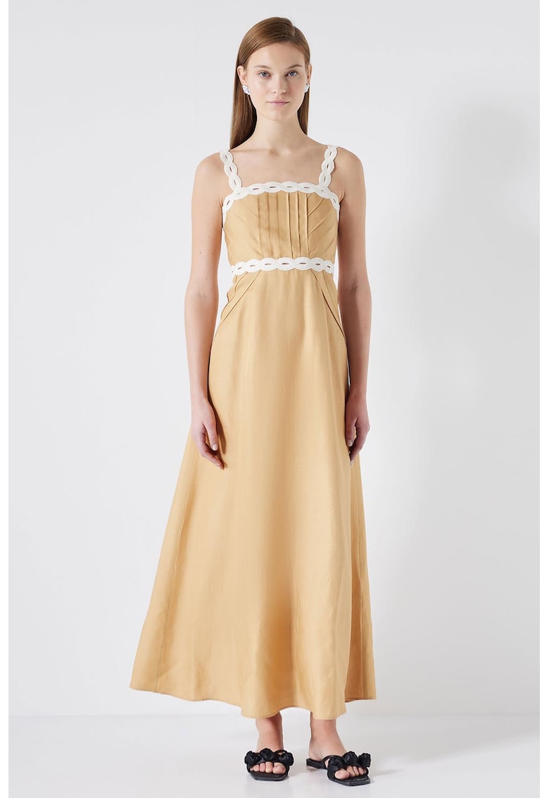 Rochie maxi din amestec de in cu croiala in A