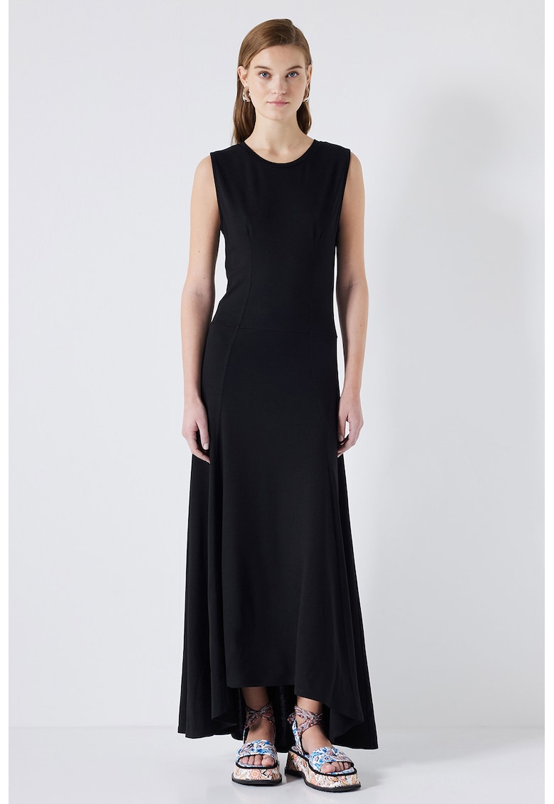 Rochie midi evazata cu terminatie asimetrica Rochie midi evazata cu terminatie asimetrica