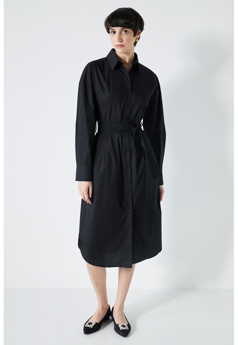 Rochie midi transparenta cu cordon in talie