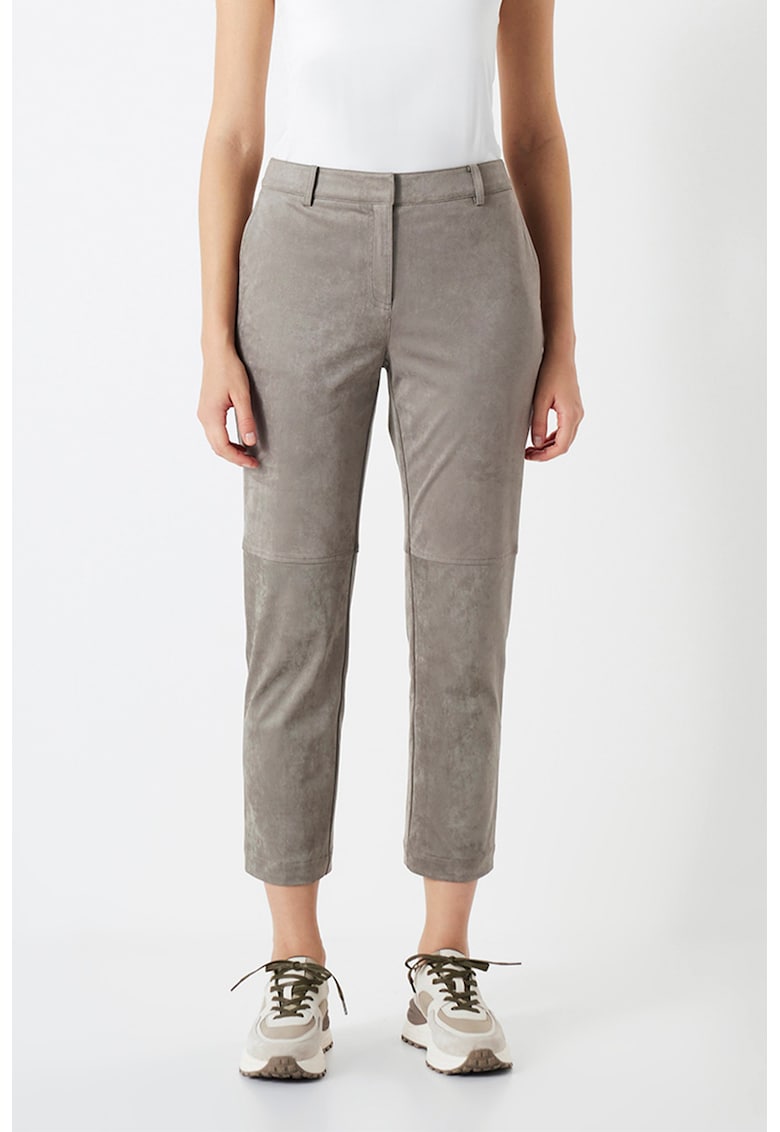 Pantaloni crop cu talie medie - Gri inchis