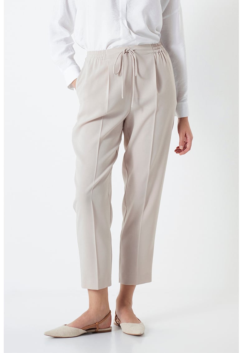 Pantaloni crop cu talie ajustabila