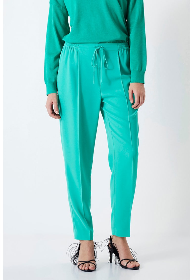 Pantaloni crop cu talie ajustabila