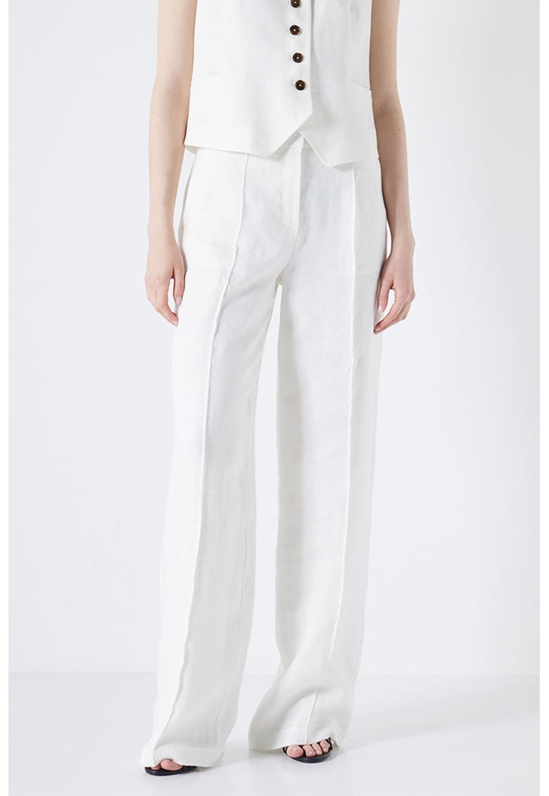 Pantaloni de in cu croiala ampla si pense