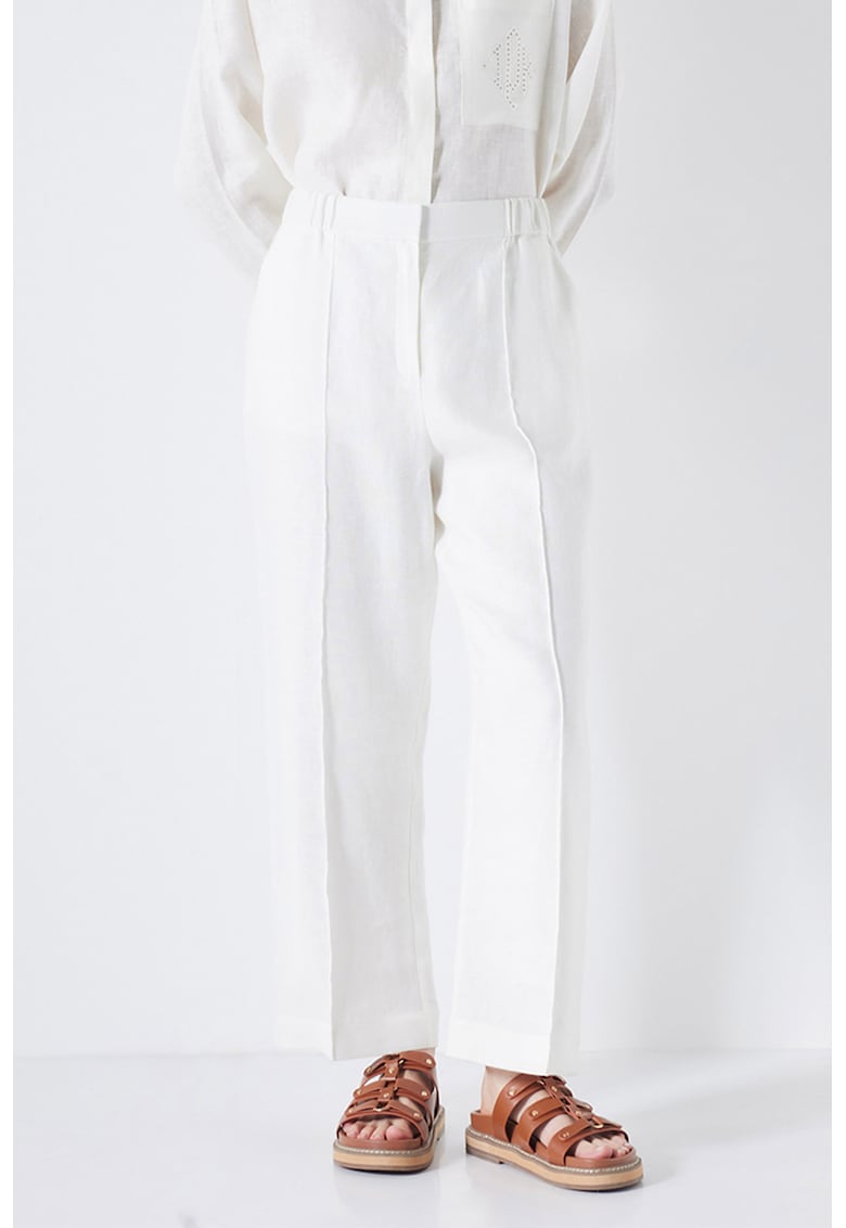 Pantaloni drepti de in cu pliuri
