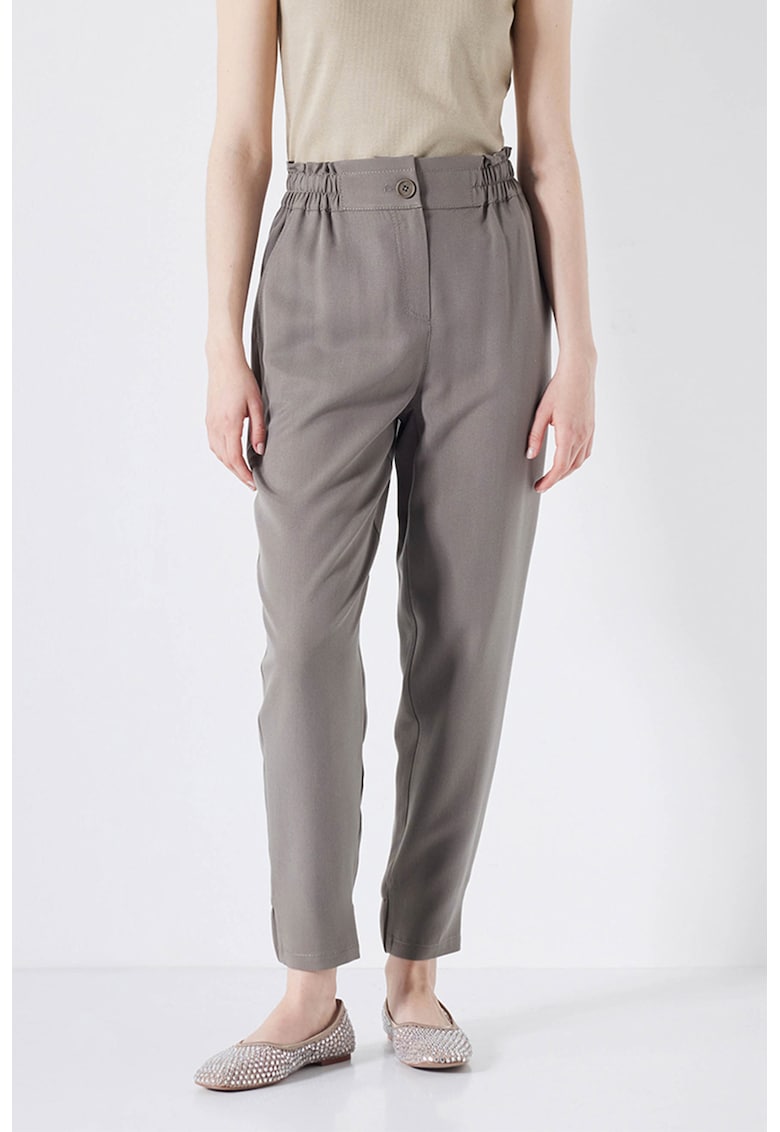 Pantaloni conici din lyocell cu talie inalta