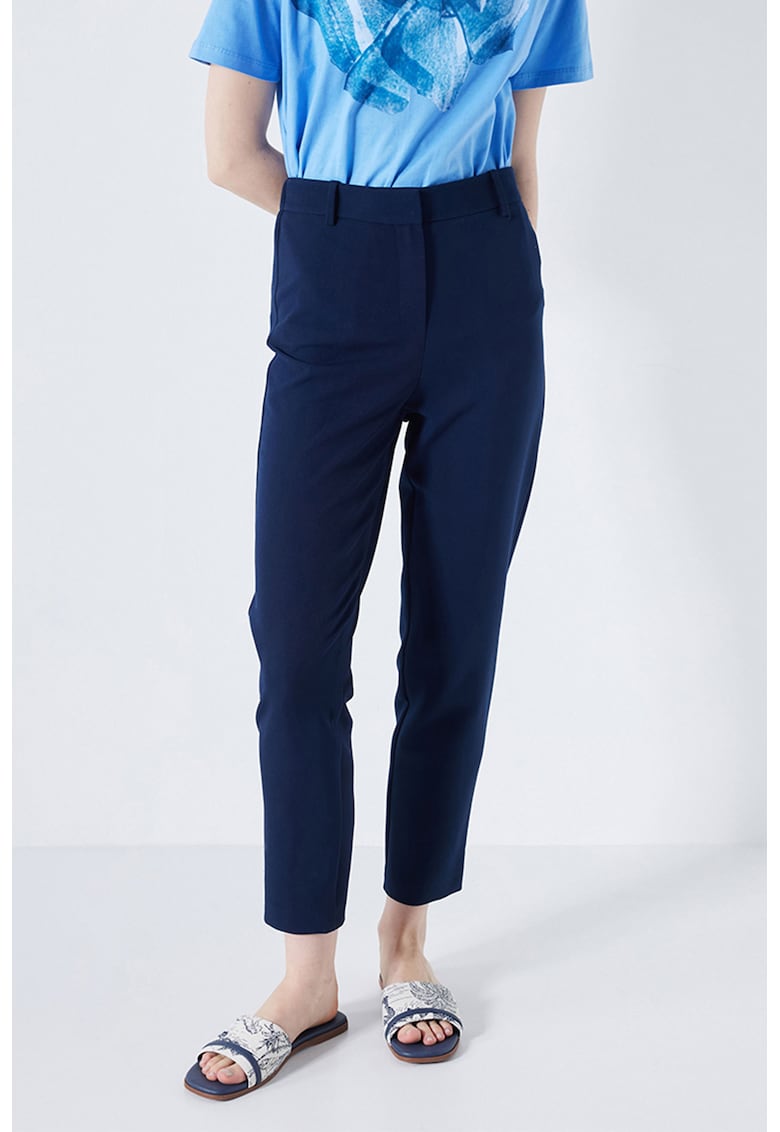 Pantaloni cu talie inalta - Bleumarin