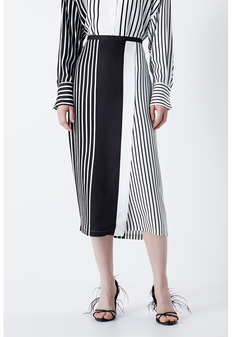 Fusta dreapta cu dungi - Alb/Negru