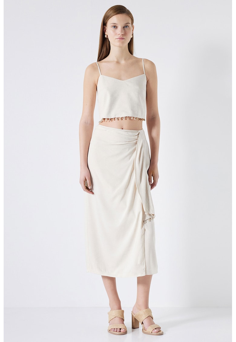 Fusta midi din amestec de in