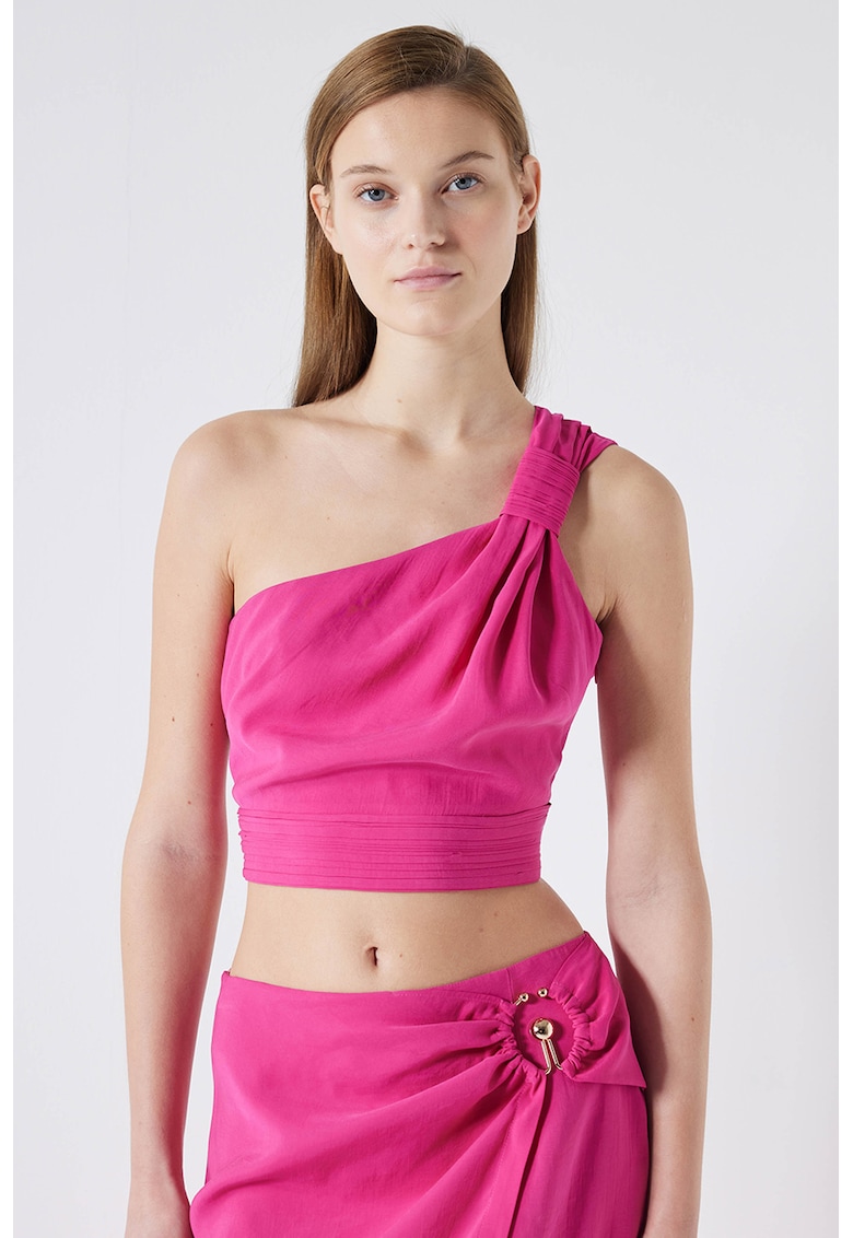 Top crop din amestec de modal cu model asimetric