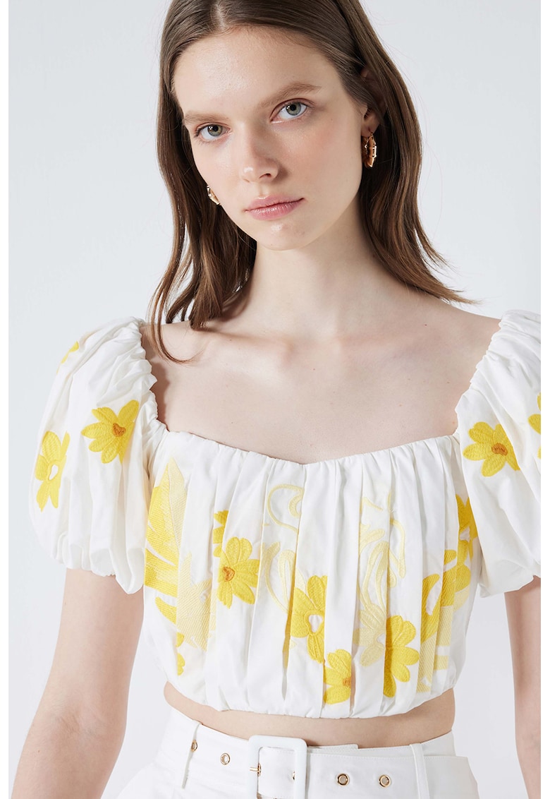 Bluza crop cu imprimeu floral