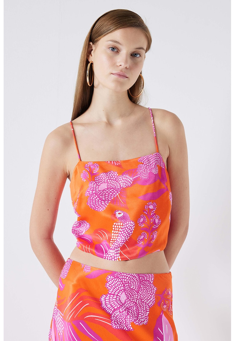 Top crop cu imprimeu grafic