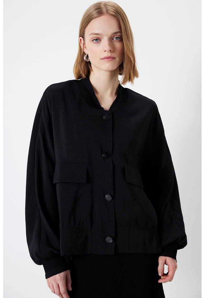 Jacheta supradimensionata cu buzunare cu clapa