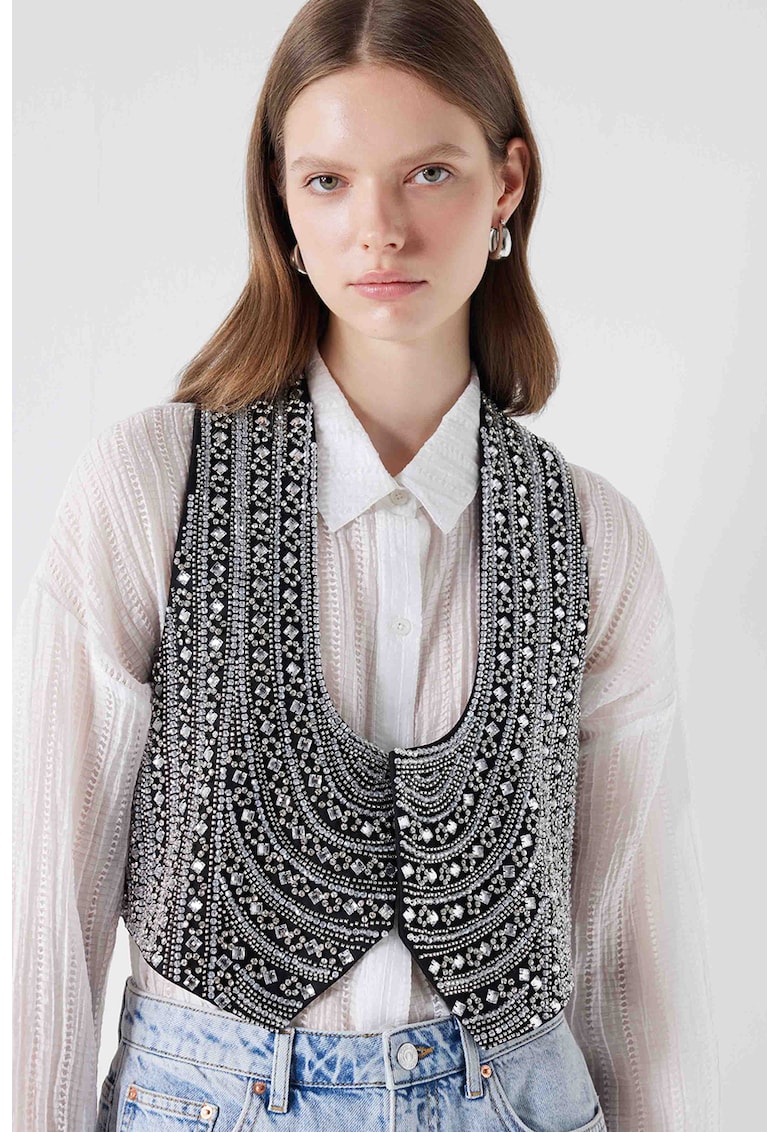 Pantaloni scurti de denim cu aspect decolorat