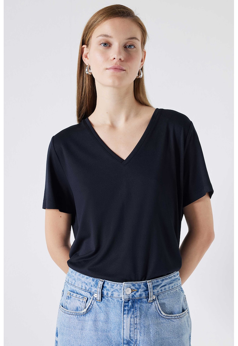 Blugi mom-fit cu talie inalta - Albastru pastel