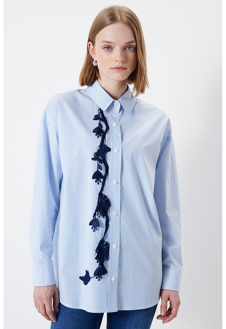 Camasa uni cu imprimeu si broderie