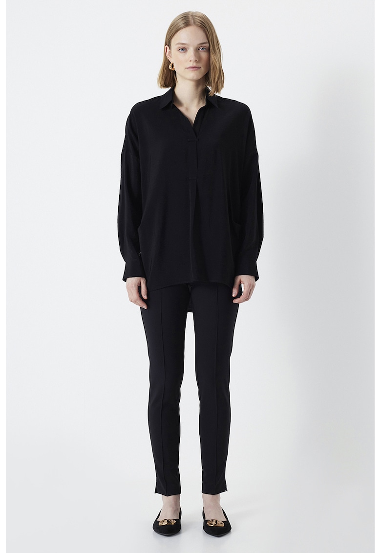 Ipekyol Bluza lejera cu guler - Negru