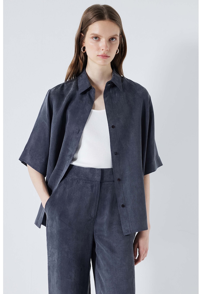 Camasa din amestec de lyocell cu maneci medii