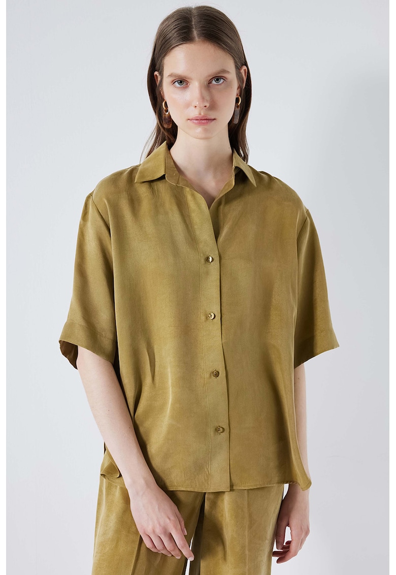 Camasa din amestec de lyocell cu maneci medii