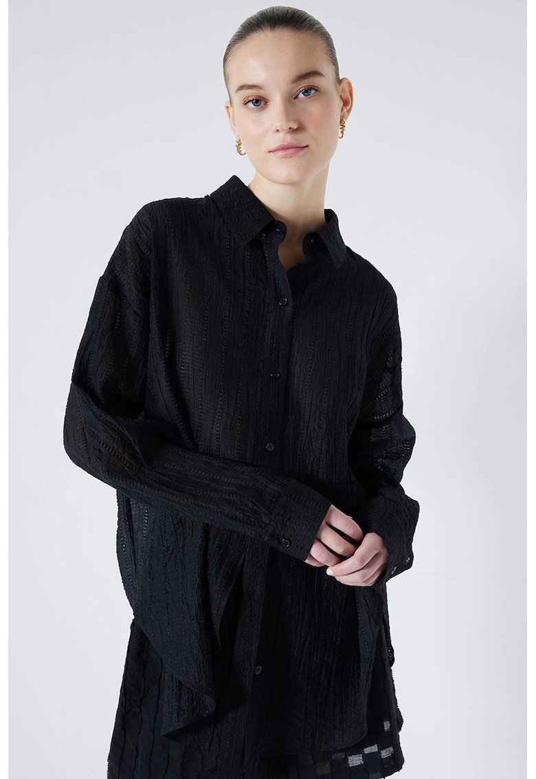 Camasa texturata din amestec de lyocell semitransparenta