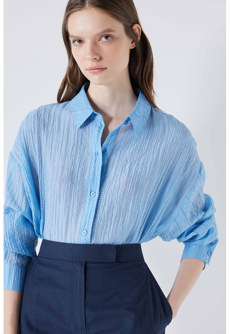 Camasa texturata din amestec de lyocell semitransparenta