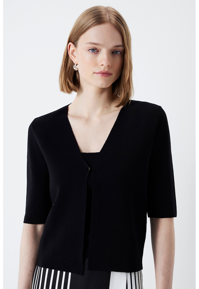 Cardigan cu model uni si decolteu in V